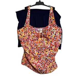 Anne Cole Twist Front Underwire Tankini and Soft Band skirt swim set 22W